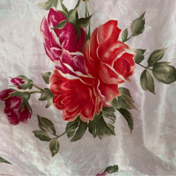 Vintage California Dynasty 90s Satin Floral Pink Camisole Cami Top USA Made Sz L - Picture 5 of 5